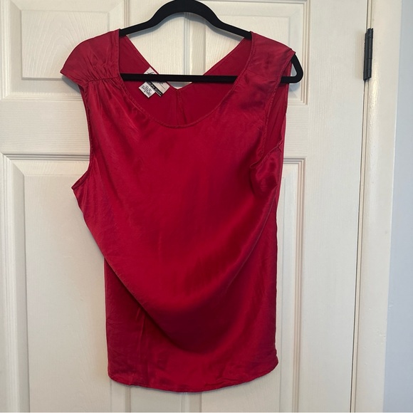 Randolph Duke Vibrant Red V-Neck Blouse - Picture 2 of 7